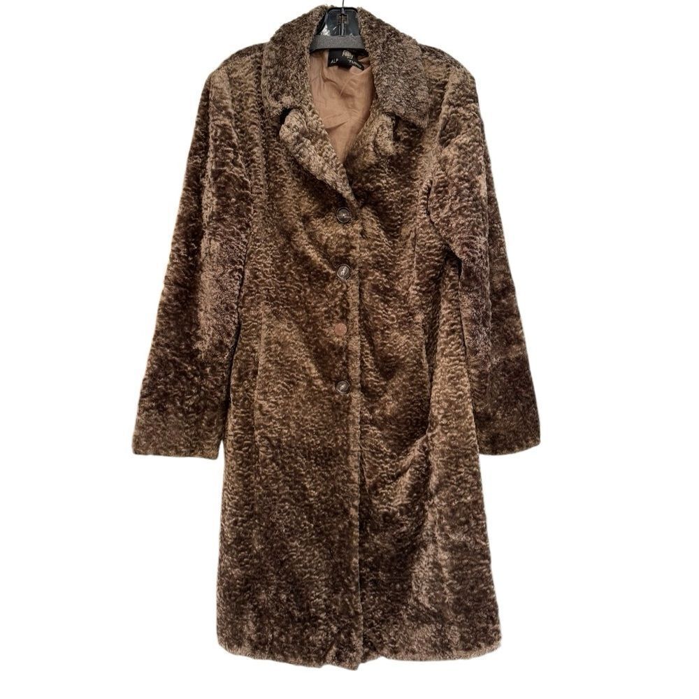 Alpine Studio Women's Faux Sheepskin Fur Coat Size Large - Picture 2 of 8